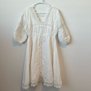 Anthropologie Cream Lace Mini Dress